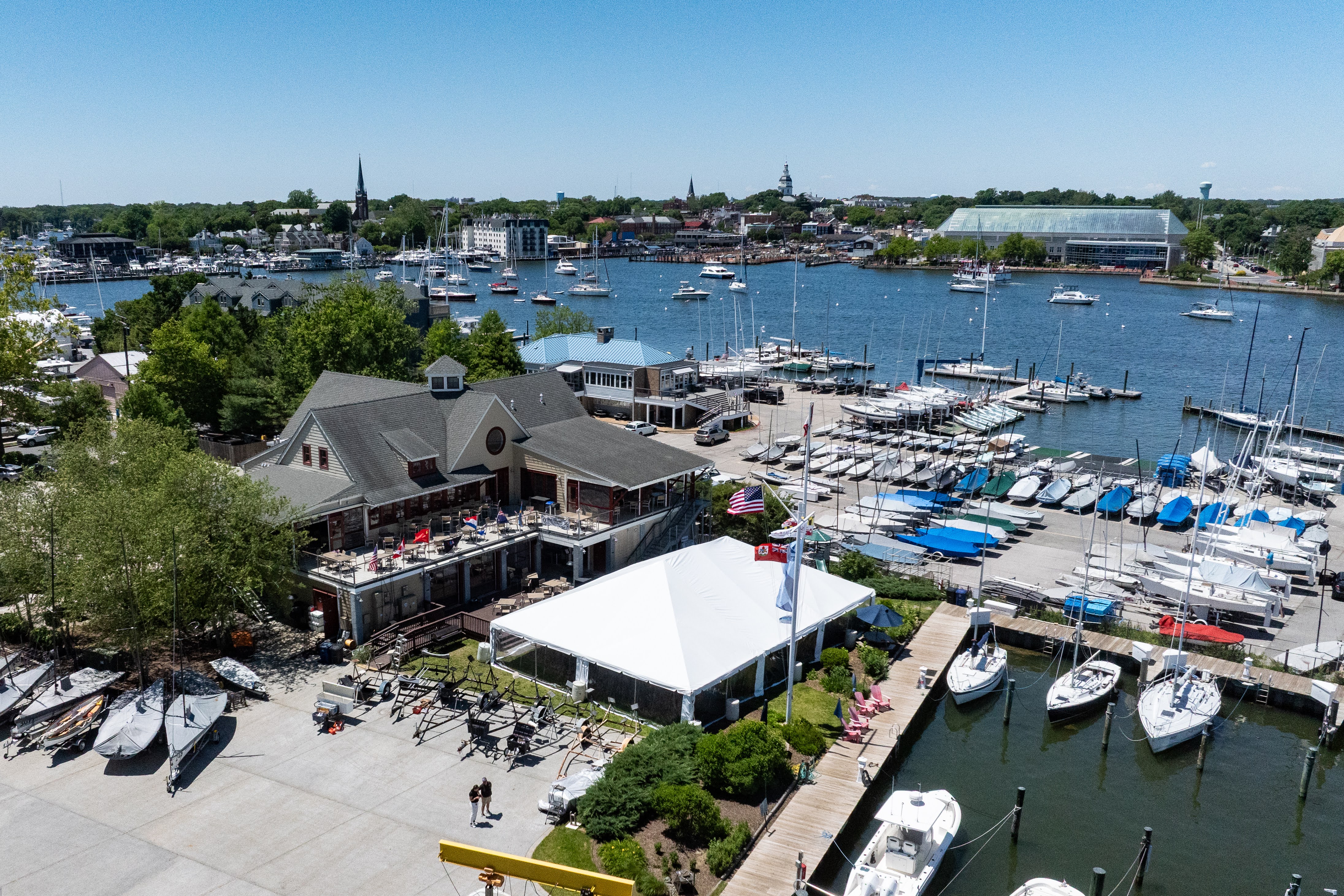 Aerial view of the Eastport Yacht Club and marina