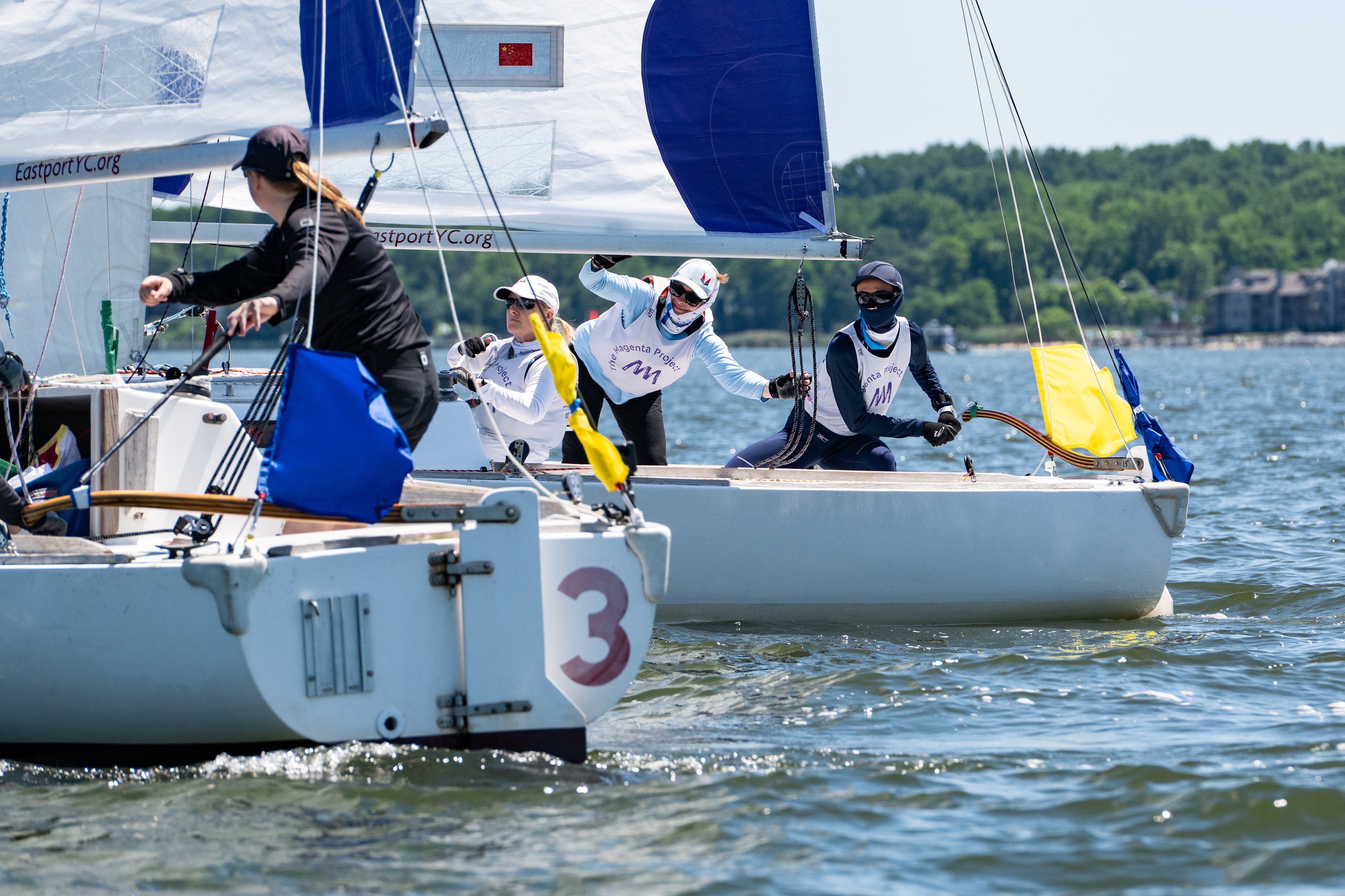 Boat 3 racing downwind under spinnaker
